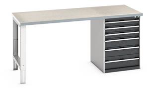 Bott Cubio Pedestal Bench with Lino Top & 6 Drawers - 2000mm Wide  x 900mm Deep x 940mm High. Workbench consists of the following components... 940mm High Benches